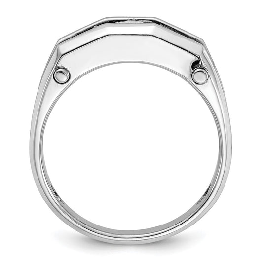 14k White Gold 3/4 carat Lab Grown Diamond VS/SI+ G+ Five Stone Complete Polished and Satin Men's Ring