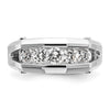14k White Gold 3/4 carat Lab Grown Diamond VS/SI+ G+ Five Stone Complete Polished and Satin Men's Ring