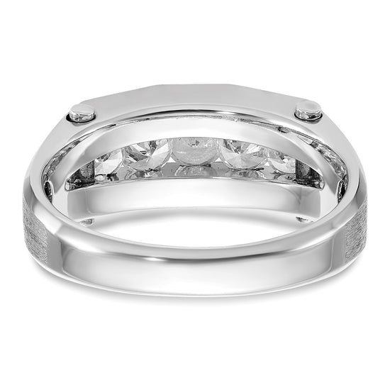 14k White Gold 3/4 carat Lab Grown Diamond VS/SI+ G+ Five Stone Complete Polished and Satin Men's Ring