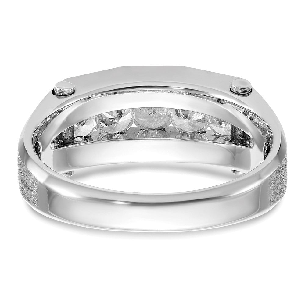 14k White Gold 3/4 carat Lab Grown Diamond VS/SI+ G+ Five Stone Complete Polished and Satin Men's Ring