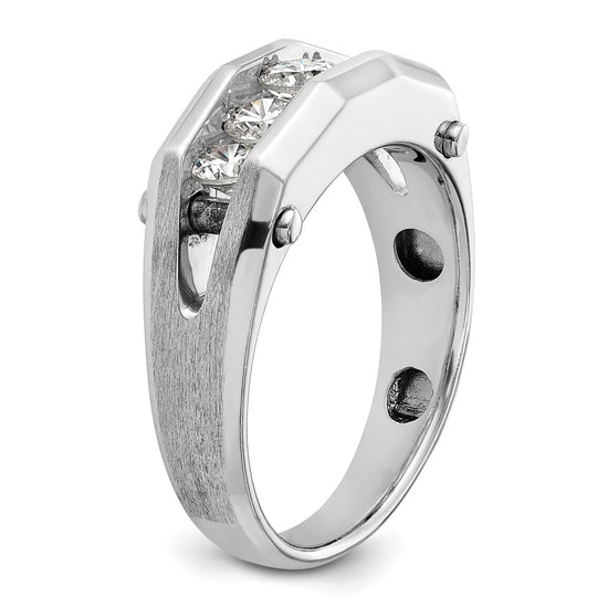 14k White Gold 3/4 carat Lab Grown Diamond VS/SI+ G+ Five Stone Complete Polished and Satin Men's Ring