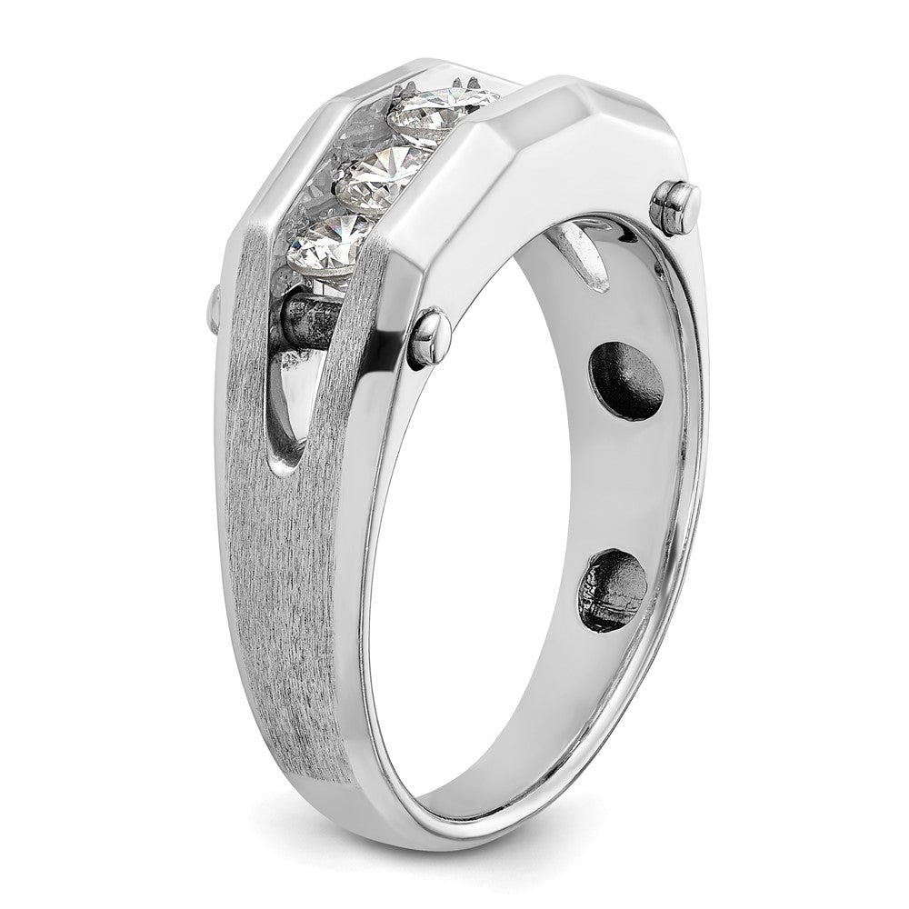 14k White Gold 3/4 carat Lab Grown Diamond VS/SI+ G+ Five Stone Complete Polished and Satin Men's Ring