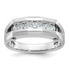 14k White Gold 3/4 carat Lab Grown Diamond VS/SI+ G+ Five Stone Complete Polished and Satin Men's Ring