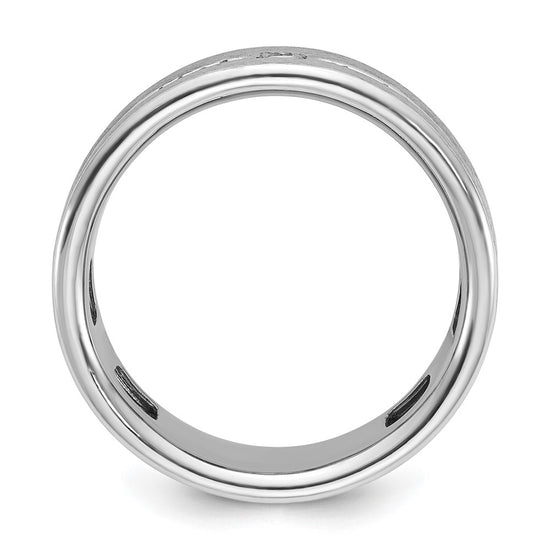 14k White Gold Men's Polished and Satin 1/5 Carat AA Quality Diamond Ring