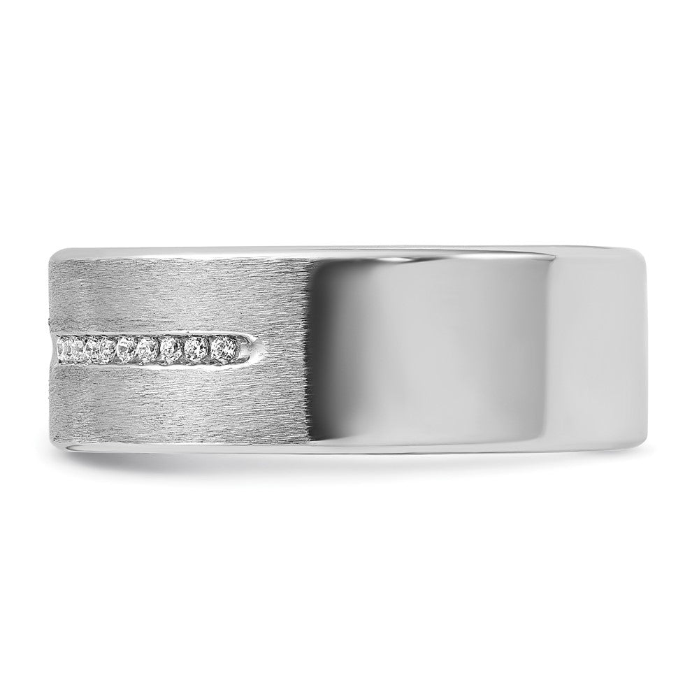 14k White Gold Men's Polished and Satin 1/5 Carat AA Quality Diamond Ring