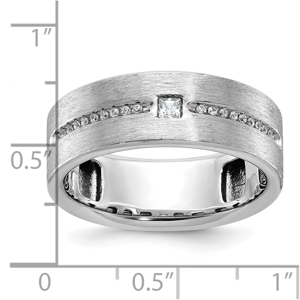 14k White Gold Men's Polished and Satin 1/5 Carat AA Quality Diamond Ring