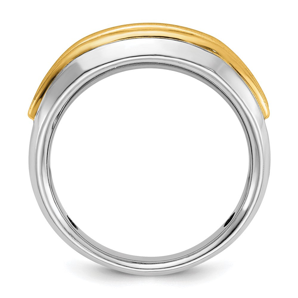 14k Two-tone 1/4 carat Lab Grown Diamond VS/SI+ G+ Five Stone Complete Polished Men's Ring