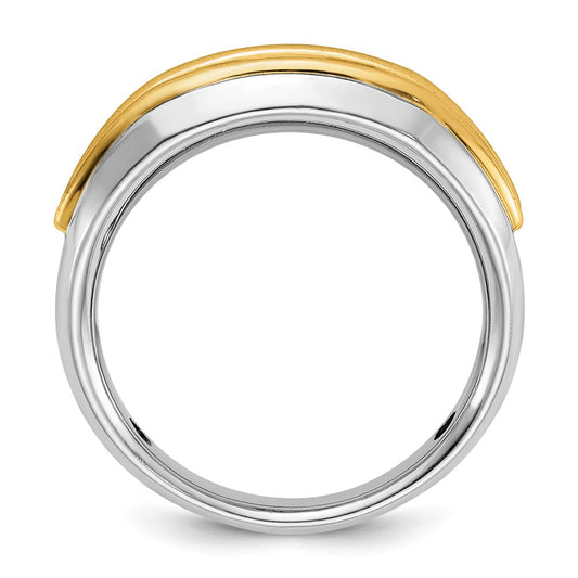 14k Two-tone 1/4 carat Lab Grown Diamond VS/SI+ G+ Five Stone Complete Polished Men's Ring