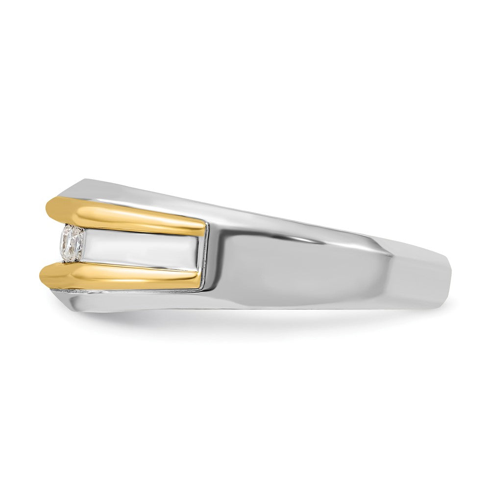 14k Two-tone 1/4 carat Lab Grown Diamond VS/SI+ G+ Five Stone Complete Polished Men's Ring