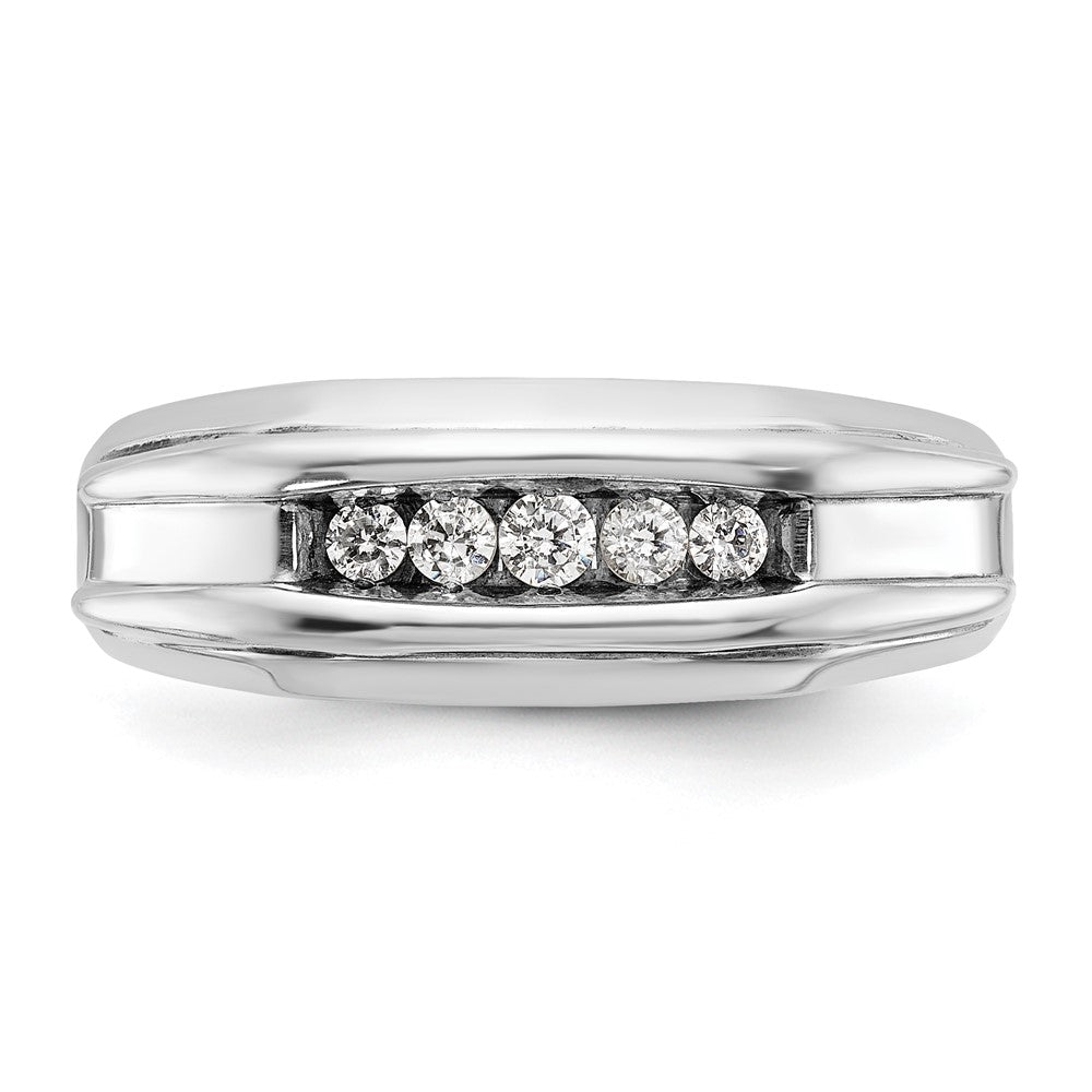 14k Two-tone 1/4 carat Lab Grown Diamond VS/SI+ G+ Five Stone Complete Polished Men's Ring