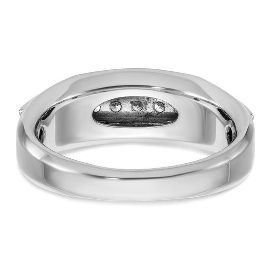 14k Two-tone 1/4 carat Lab Grown Diamond VS/SI+ G+ Five Stone Complete Polished Men's Ring