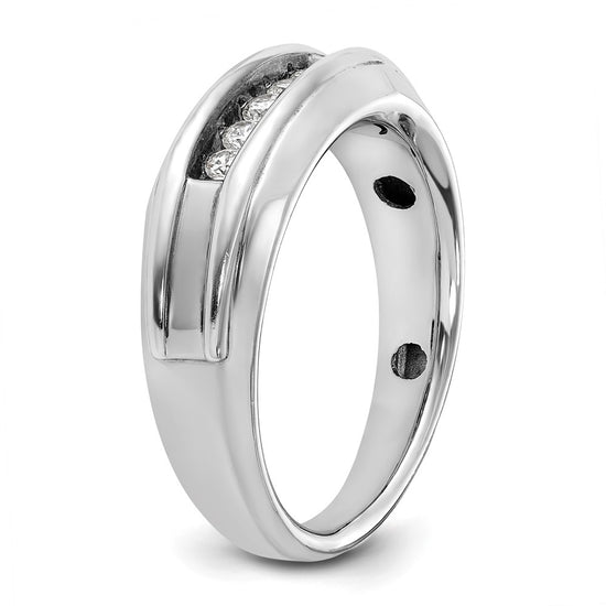 14k Two-tone 1/4 carat Lab Grown Diamond VS/SI+ G+ Five Stone Complete Polished Men's Ring