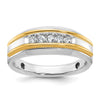 14k Two-tone 1/4 carat Lab Grown Diamond VS/SI+ G+ Five Stone Complete Polished Men's Ring