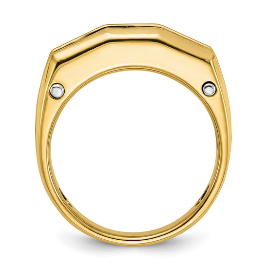 14k Two-tone 1 1/2 carat Lab Grown Diamond VS/SI+ G+ Five Stone Polished and Satin Men's Ring