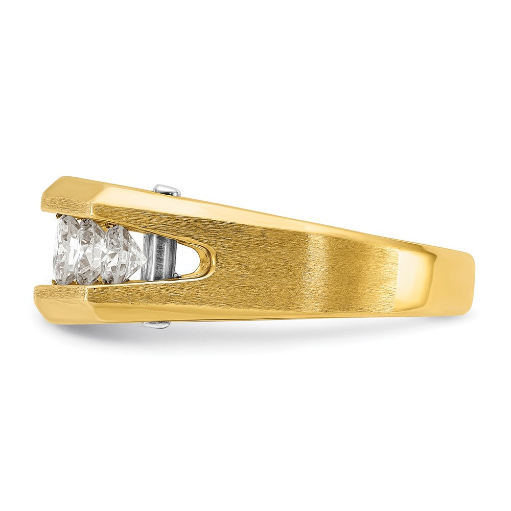 14k Two-tone 1 1/2 carat Lab Grown Diamond VS/SI+ G+ Five Stone Polished and Satin Men's Ring