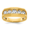 14k Two-tone 1 1/2 carat Lab Grown Diamond VS/SI+ G+ Five Stone Polished and Satin Men's Ring
