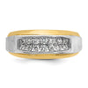 14k Two-tone Men's Polished and Satin 2-Row 1/2 Carat AA Quality Diamond Ring