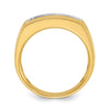 14k with White Rhodium Men's Polished and Grooved 3-Stone 1/2 Carat AA Quality Diamond Ring