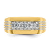 14k with White Rhodium Men's Polished and Grooved 3-Stone 1/2 Carat AA Quality Diamond Ring
