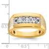 14k with White Rhodium Men's Polished and Grooved 3-Stone 1/2 Carat AA Quality Diamond Ring