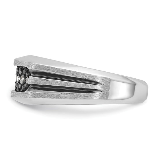 IBGoodman 14k White Gold Men's Polished Satin and Grooved Ring Mounting