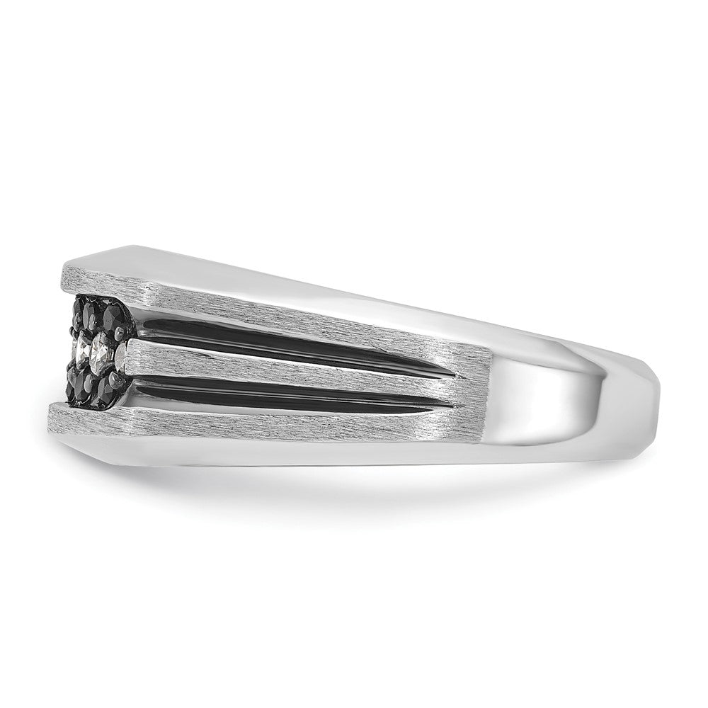 IBGoodman 14k White Gold Men's Polished Satin and Grooved Ring Mounting