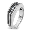 IBGoodman 14k White Gold Men's Polished Satin and Grooved Ring Mounting