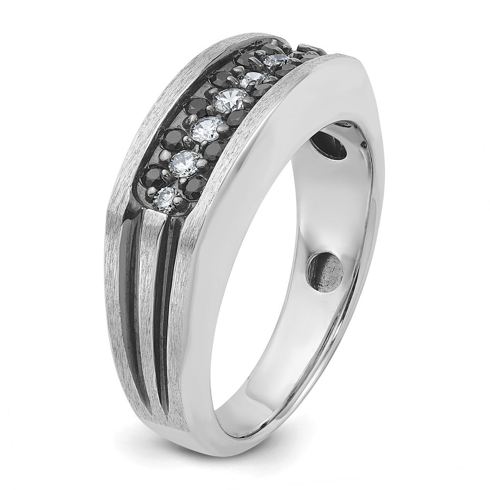 IBGoodman 14k White Gold Men's Polished Satin and Grooved Ring Mounting
