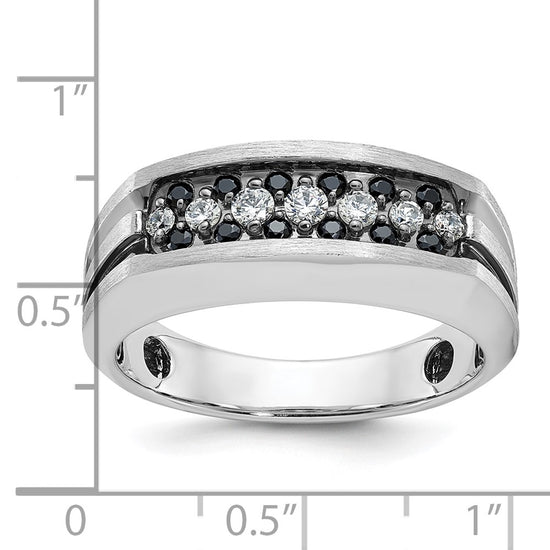 IBGoodman 14k White Gold Men's Polished Satin and Grooved Ring Mounting