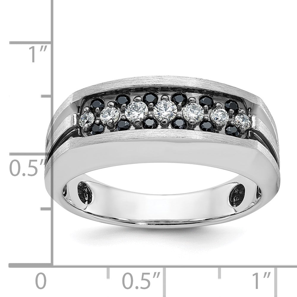 IBGoodman 14k White Gold Men's Polished Satin and Grooved Ring Mounting