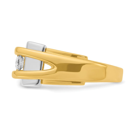 14k Two-tone Men's Polished 3-Stone 1/2 Carat AA Quality Diamond Ring