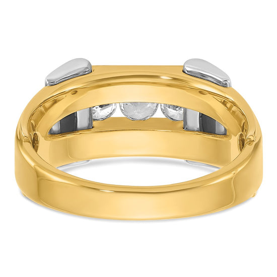 14k Two-tone Men's Polished 3-Stone 1/2 Carat AA Quality Diamond Ring