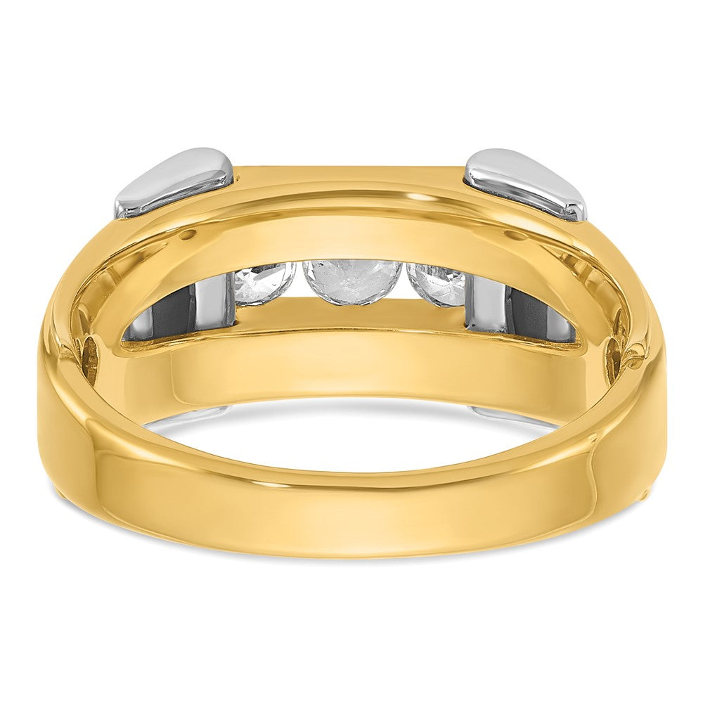 14k Two-tone Men's Polished 3-Stone 1/2 Carat AA Quality Diamond Ring