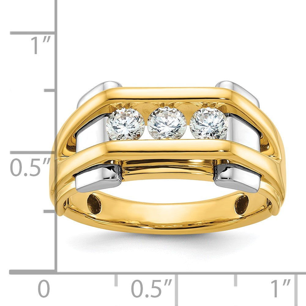 14k Two-tone Men's Polished 3-Stone 1/2 Carat AA Quality Diamond Ring
