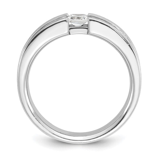 14k White Gold Men's 3/4 carat Diamond Complete Ring