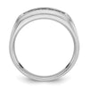 14k White Gold Men's Polished Satin and Grooved 1/4 Carat AA Quality Diamond Ring