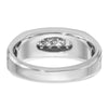 14k White Gold Men's Polished Satin and Grooved 1/4 Carat AA Quality Diamond Ring
