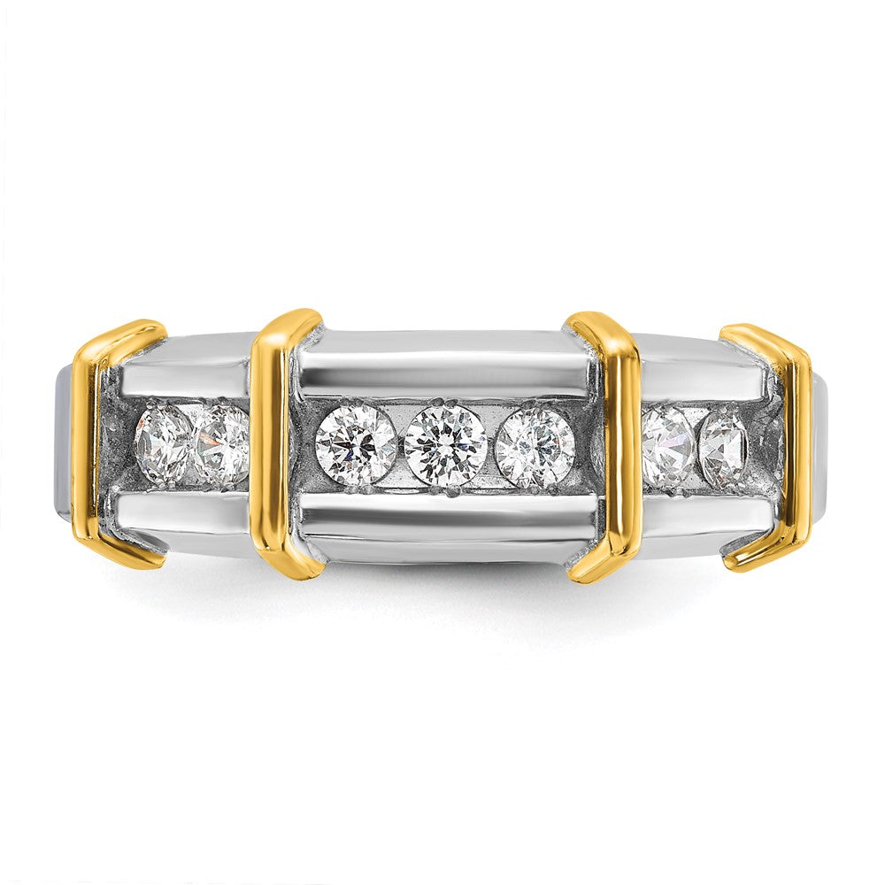 IBGoodman 14k Two-tone Men's Polished 7-Stone 1/2 Carat AA Quality Diamond Ring