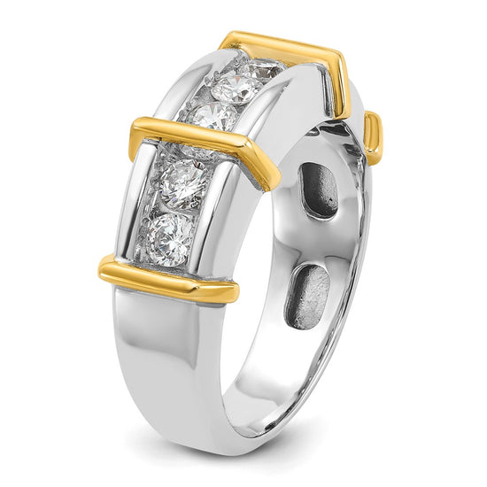 IBGoodman 14k Two-tone Men's Polished 7-Stone 1 Carat AA Quality Diamond Ring