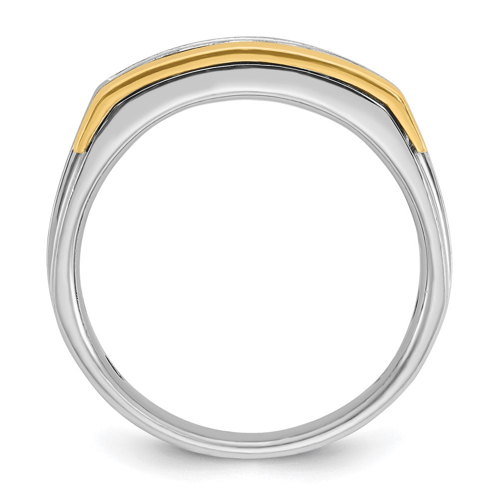 IBGoodman 14k Two-tone Men's Polished Satin and Grooved Square 5-StoneRing Mounting
