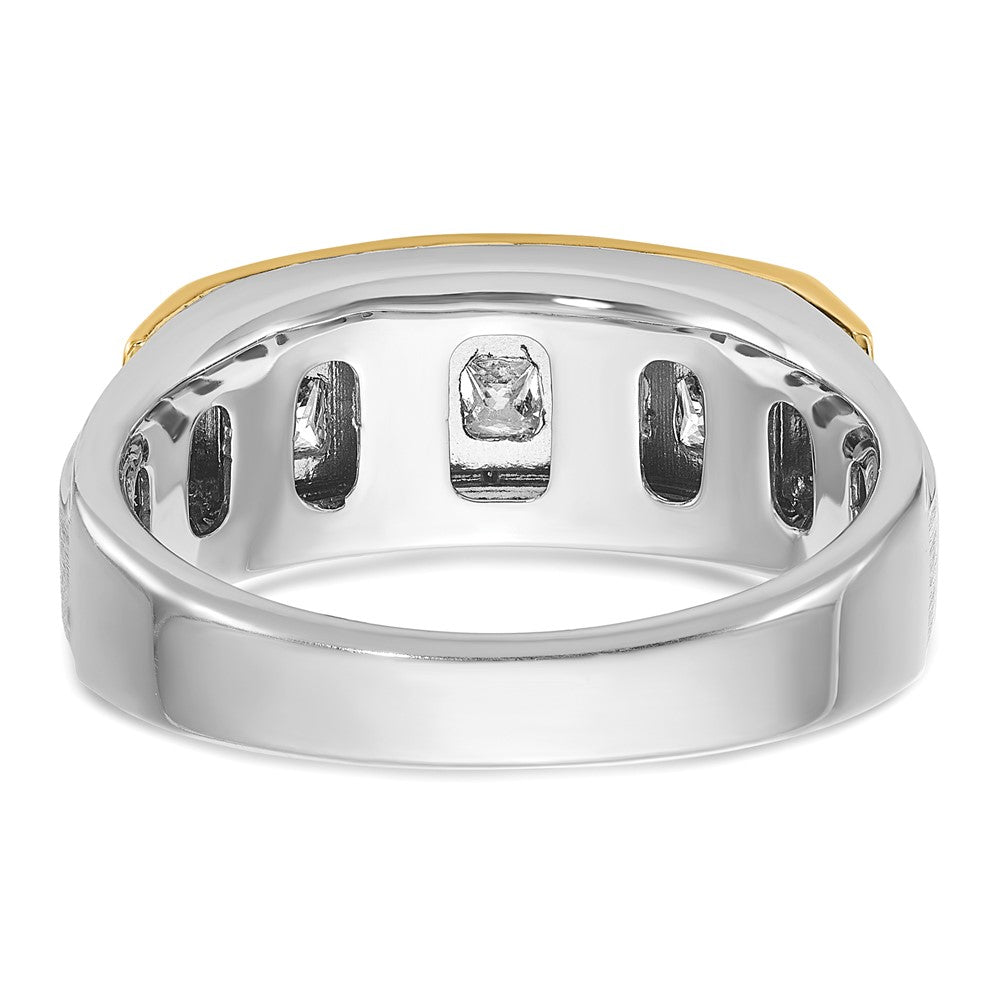 IBGoodman 14k Two-tone Men's Polished Satin and Grooved Square 5-StoneRing Mounting