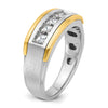 14k Two-tone Men's Polished Satin and Grooved Square 5-Stone 1 Carat AA Quality Diamond Ring