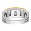 14k Two-tone Men's Polished Satin and Grooved 5-Stone 1 Carat Square AA Quality Diamond Ring