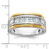 14k Two-tone Men's Polished Satin and Grooved 5-Stone 1 Carat Square AA Quality Diamond Ring