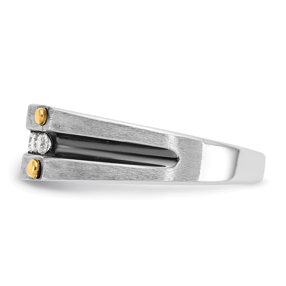 IBGoodman 14k Two-tone Men's Polished Satin and Grooved 5-Stone Ring Mounting