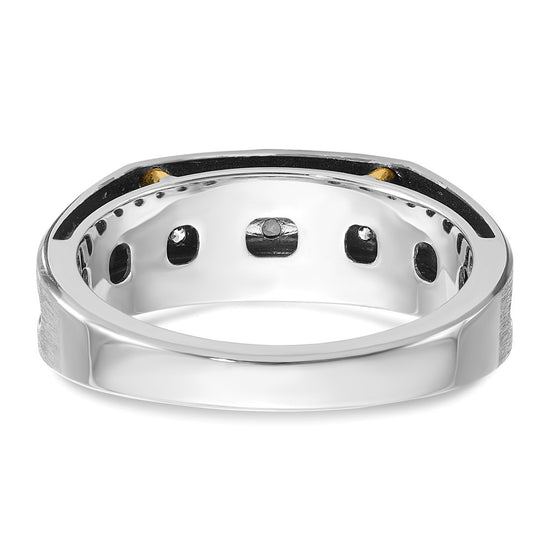 IBGoodman 14k Two-tone Men's Polished Satin and Grooved 5-Stone Ring Mounting