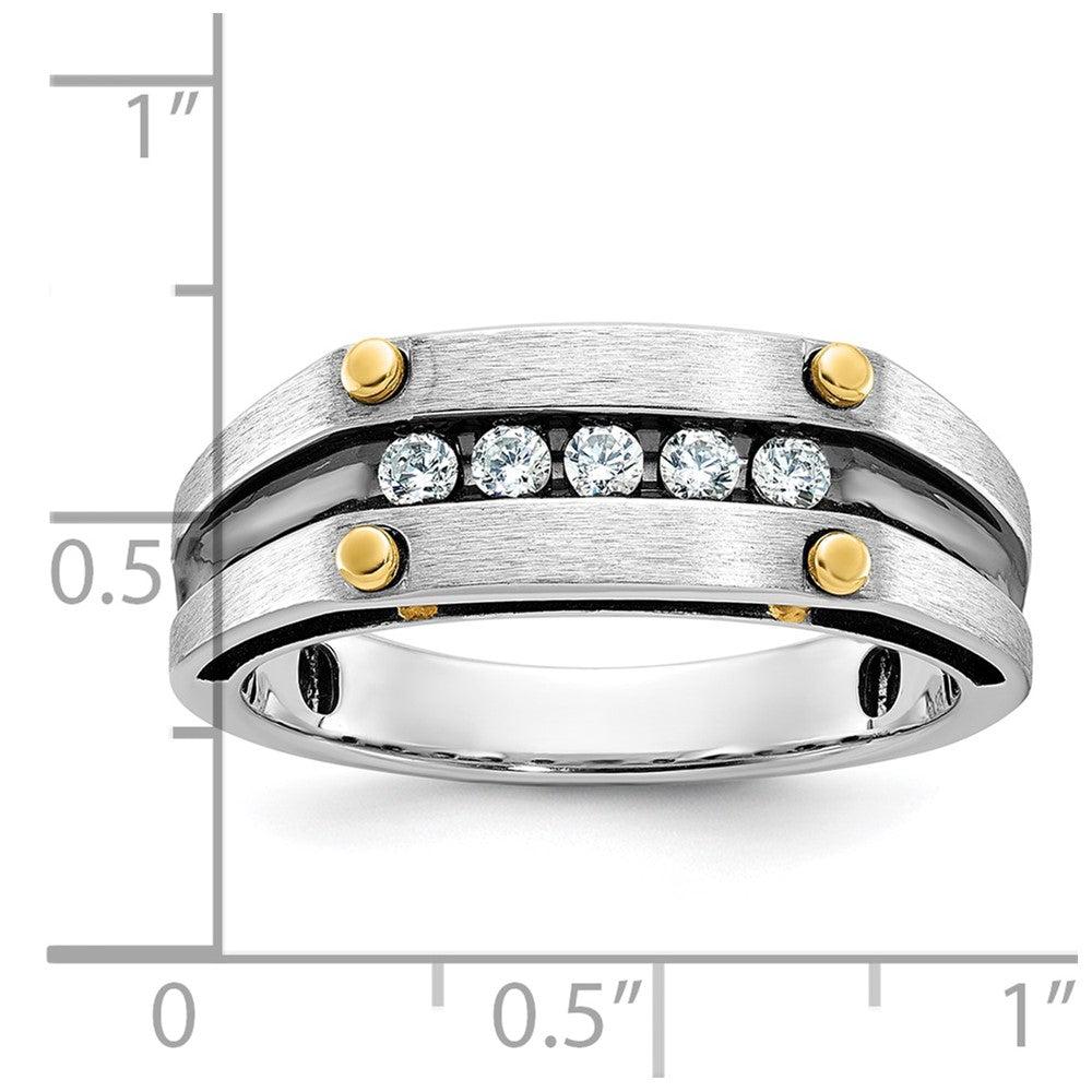 IBGoodman 14k Two-tone Men's Polished Satin and Grooved 5-Stone Ring Mounting