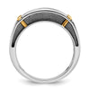 IBGoodman 14k Two-tone with Black Rhodium Men's Polished Satin and Grooved 5-Stone 1 Carat AA Quality Diamond Ring