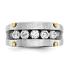IBGoodman 14k Two-tone Men's Polished Satin and Grooved 5-Stone Ring Mounting