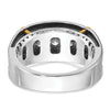 IBGoodman 14k Two-tone with Black Rhodium Men's Polished Satin and Grooved 5-Stone 1 Carat AA Quality Diamond Ring